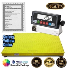 New Prime Scales 4'x6' Floor Scale w/ Indicator (48"x72") NTEP 5000x1lb - Yellow