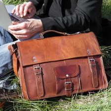 Best Men's Retro Vintage Brown Leather Messenger Shoulder Laptop Bag Briefcase