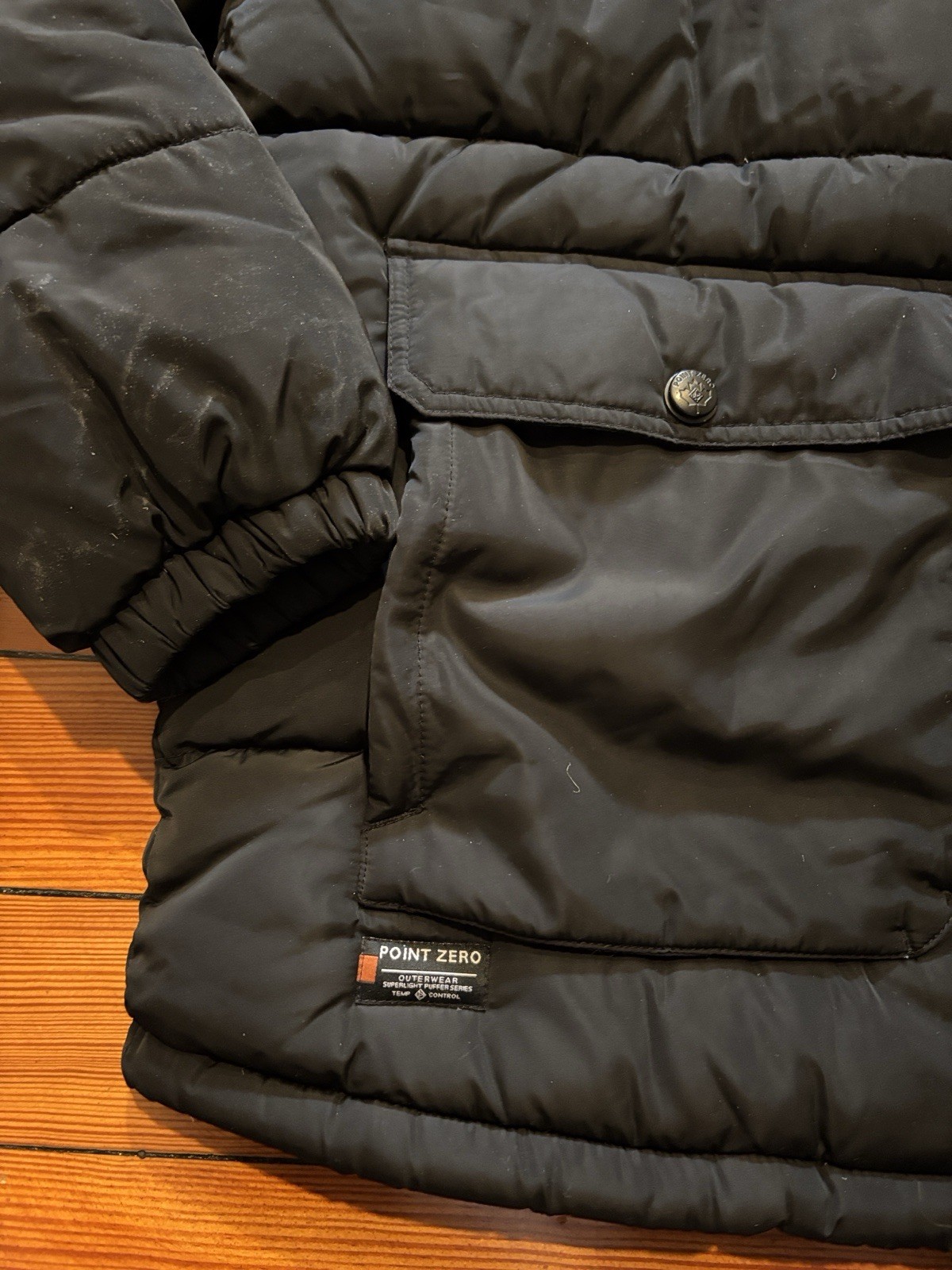 Men’s POINT ZERO Black Puffer Jacket Detachable F… - image 7
