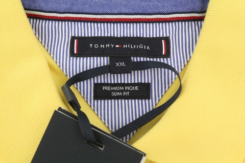 Tommy Hilfiger Hombre Camiseta 2XL Amarillo Premium Pique Slim Fit Manga Corta - Imagen 5 de 11
