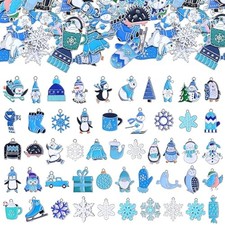 Tudomro 200 Pcs Christmas Winter Charms for Jewelry Making Bulk Snowfl