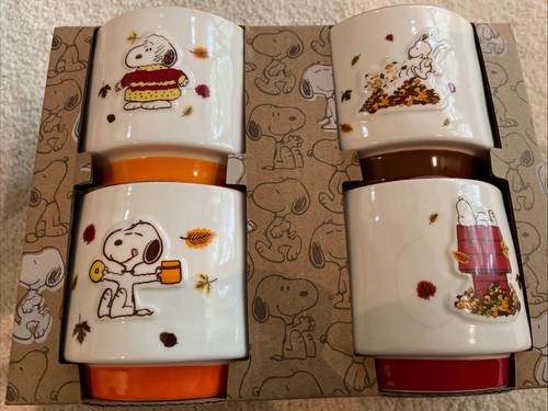 Rae Dunn Peanuts Snoopy Ramekin Set für Herbst Pullover Wetter Pumpkin Spice