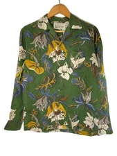 WACKO MARIA Floral L S Hawaiian Shirt Long Sleeve Shirt S GRN Floral