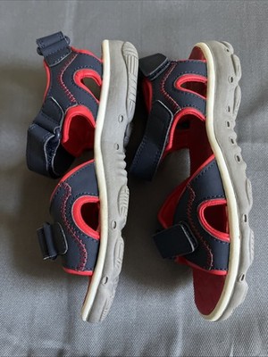 Boys Sandals Size 2 Lands End Blue/Red Adjustable Straps Comfortable New w/o Box