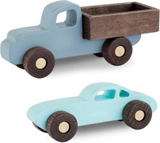 BUSY PUZZLE Colorful Wooden Toy Cars Set 2-Pack Truck and Car Durable Wooden...