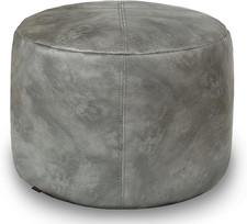 Unstuffed Faux Leather Pouf Cover Handmade Footstool Ottoman Storage Cushion