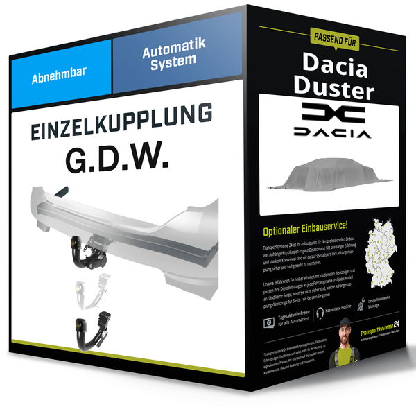 Abnehmbare AnhäNgerkupplung für Dacia Duster 23- III Typ PYM / PYN G.D.W. NEU-image