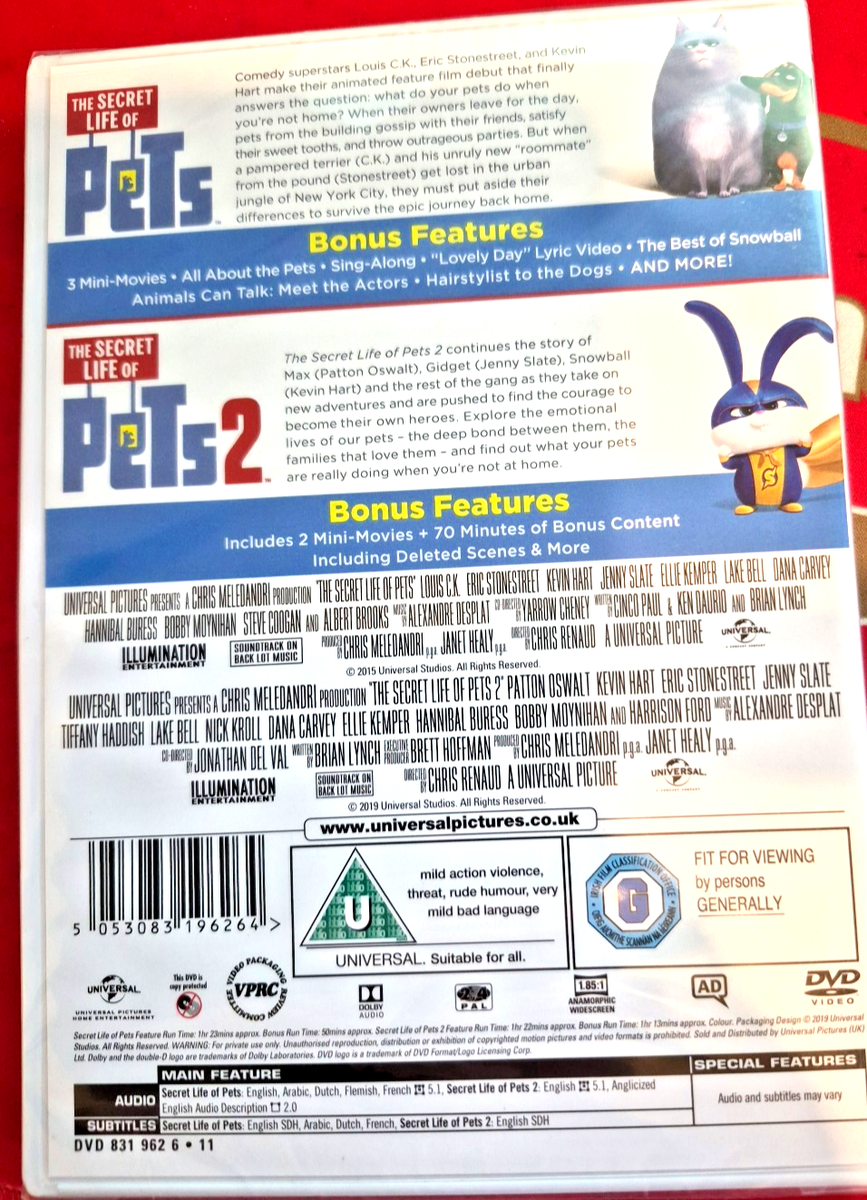 The Secret Life of Pets 1 and 2 (DVD, 2019, 2-Disc Set, 2 Movie