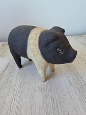 Shabby chic pig figurine statue farm animal decor