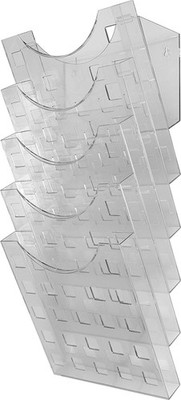 helit H6103102 - Wandprospekthalter  the grid wall , 5 Taschen, DIN A4, glasklar