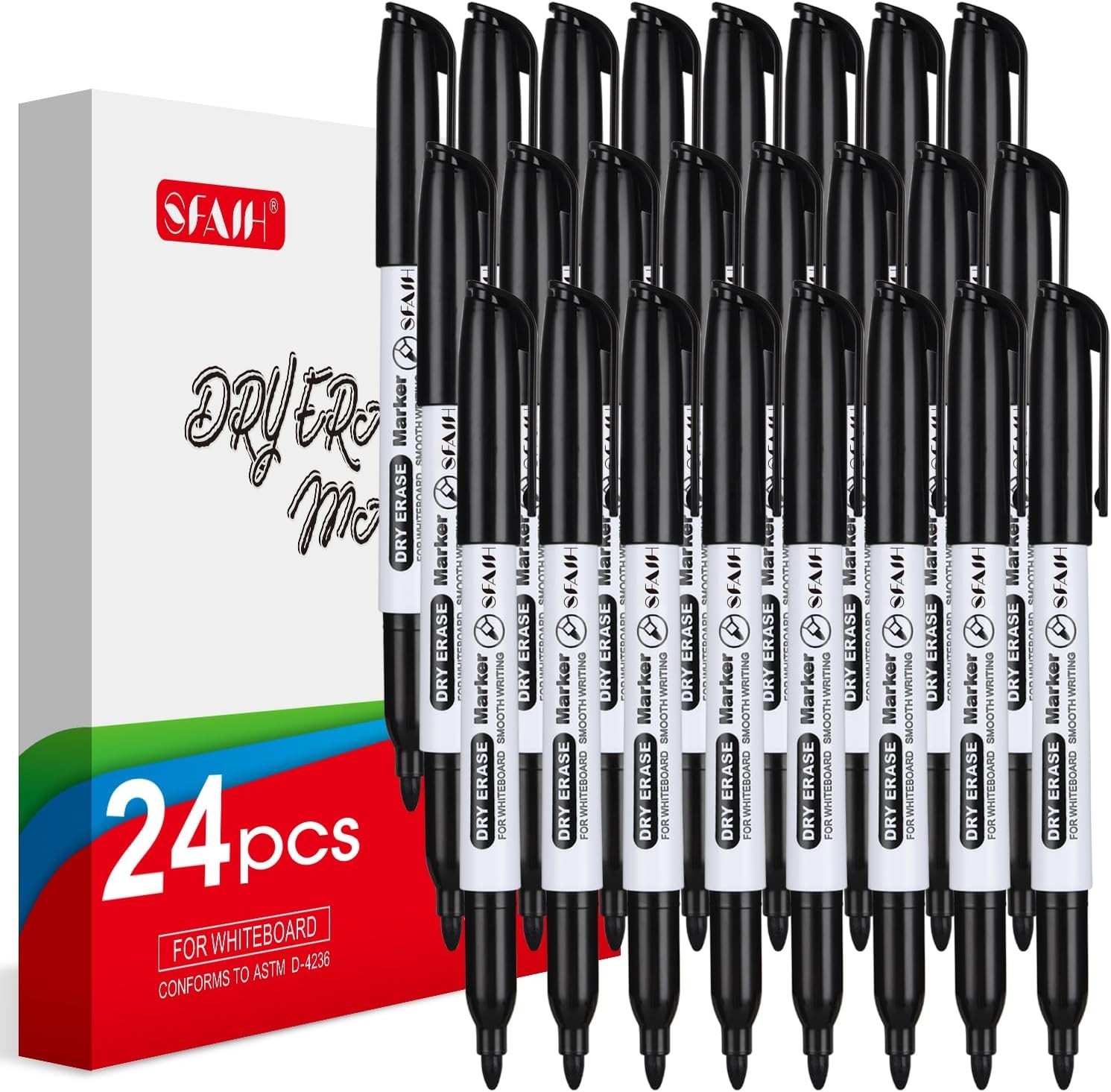 SFAIH Dry Erase Markers Fine Tip - 24 Pack Whiteboard Markers Dry Erase For K...
