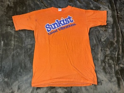 Vintage Sunkist Shirt Mens Large Orange Soda Pop Drink Beverage Brand Promo 70s
