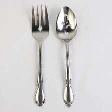 2 Pc Serving Set Oneida Chatelaine Stainless Steel Fork and Pierced Spoon