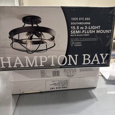Hampton Bay Southbourne 15.5 in 3-Light Matte Black Semi Flush Mount Light