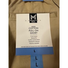 Member's Mark Large Khaki Cotton Pull On Shorts Relaxed Fit 7" Inseam Tan NWT
