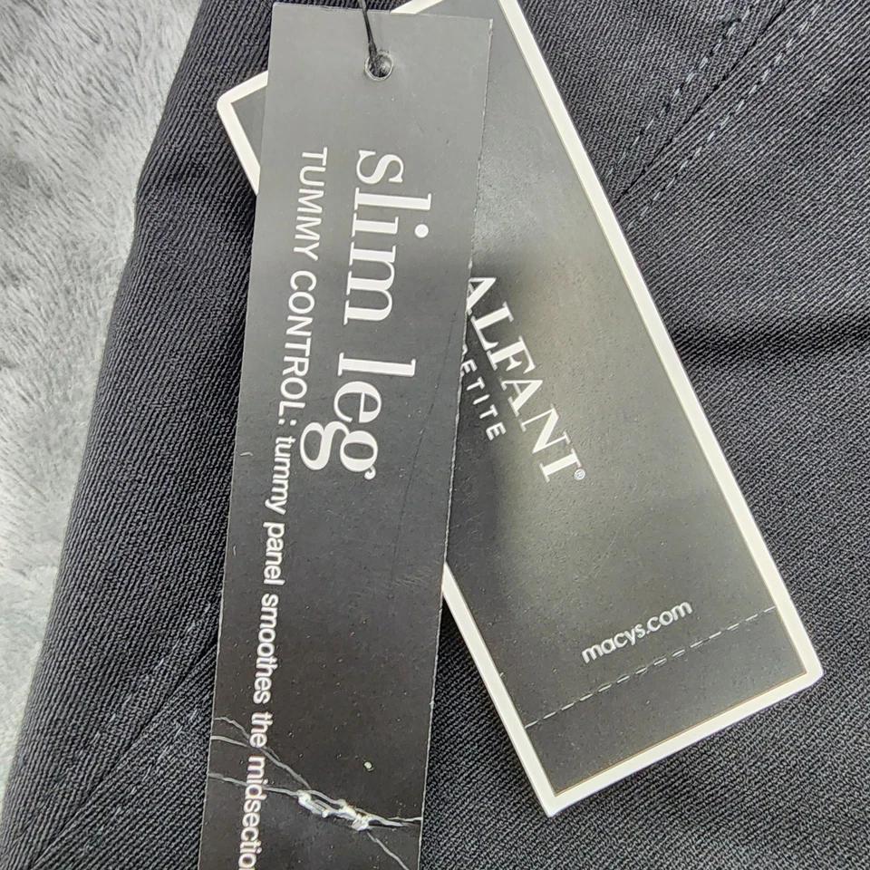 NEW Alfani Pants Womens 14 PETITE Black Pull On Slim Leg Front Seam Zip Pockets - Image 4 of 4