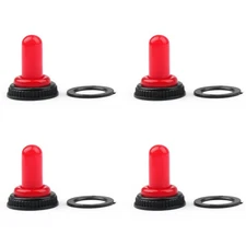 4x Car Toggle Switch Boot 12mm Rubber Waterproof Cover Cap IP67 T700-1 Red