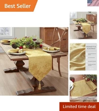 Versatile Gold Poinsettia Jacquard Table Runner - Perfect for Holiday Gatherings