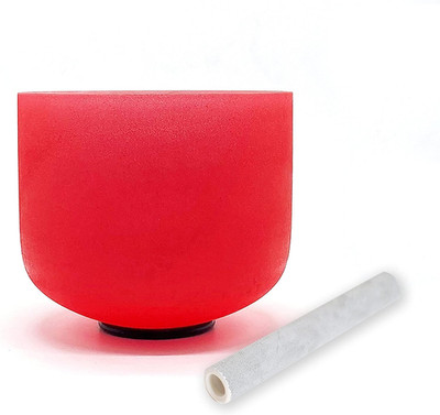 TAIFENG C Note Root Chakra Red Colored Quartz Frosted Crystal Singing Bowl 8 Inc