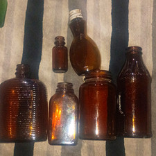 Up for sale is a fantastic instant collection of 6 vintage mid-century amberglas