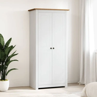 Pin Massif Garde-robe Gris Penderie Armoire Rangement Vêtements Maison vidaXL - Photo 1/4