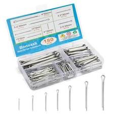 180 Pcs Cotter Pins Assortment Kit, 7 Sizes Spring Fasteners Hardware Straight P