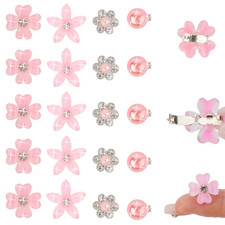 20Pcs Mini Clips for Hair Pink Flower Hair Clips with Rhinestone Cute Hair Pins