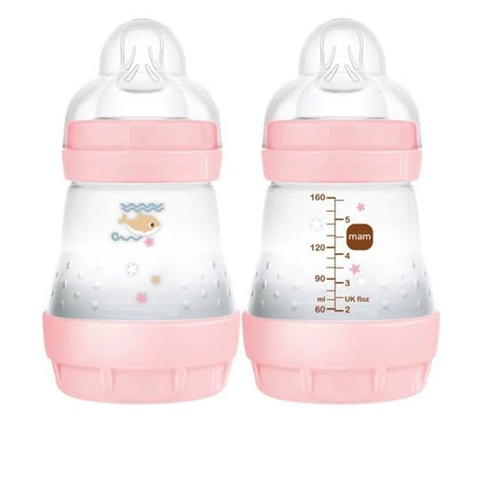 MAM Easy Start Matte Anti-Colic Bottle, 5 oz, Girl, 2 pack