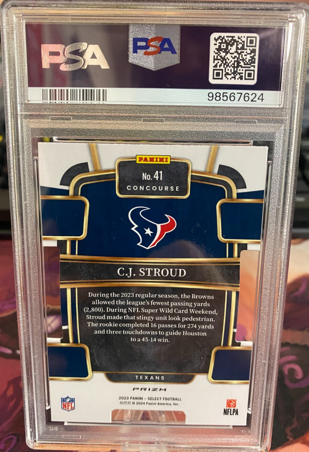 2023 SELECT, CJ STROUD (RC) #41 DIE CUT SILVER PRIZM PSA MINT 9 view 2