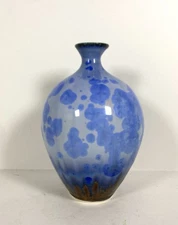 Bill Campbell Blue Crystalline Glazed Porcelain Studio Pottery Vase