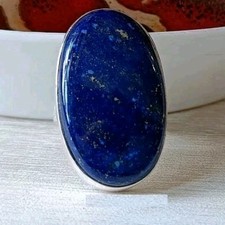 Pretty Lapis Lazuli Sterling Silver Ring, Size 8, Mint Condition Must See 
