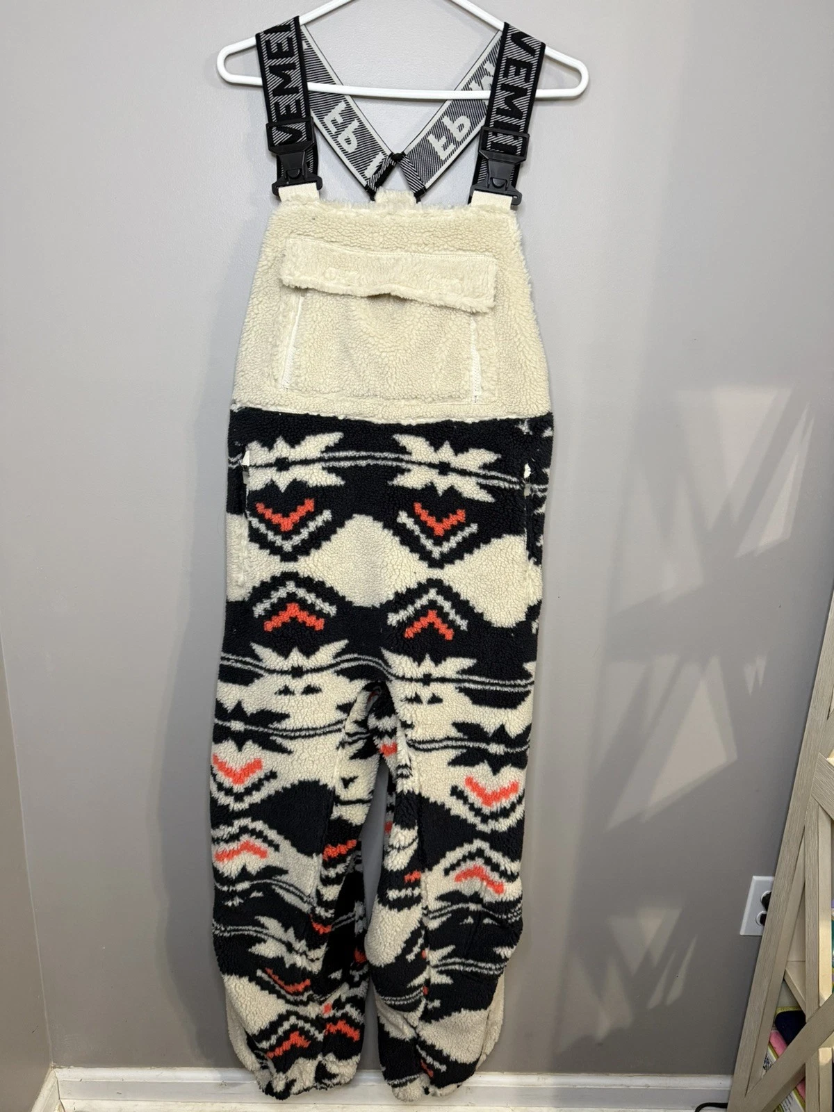 Free People Movement Printed Hit The Slopes Salopette Black Fairisle Bibs Small