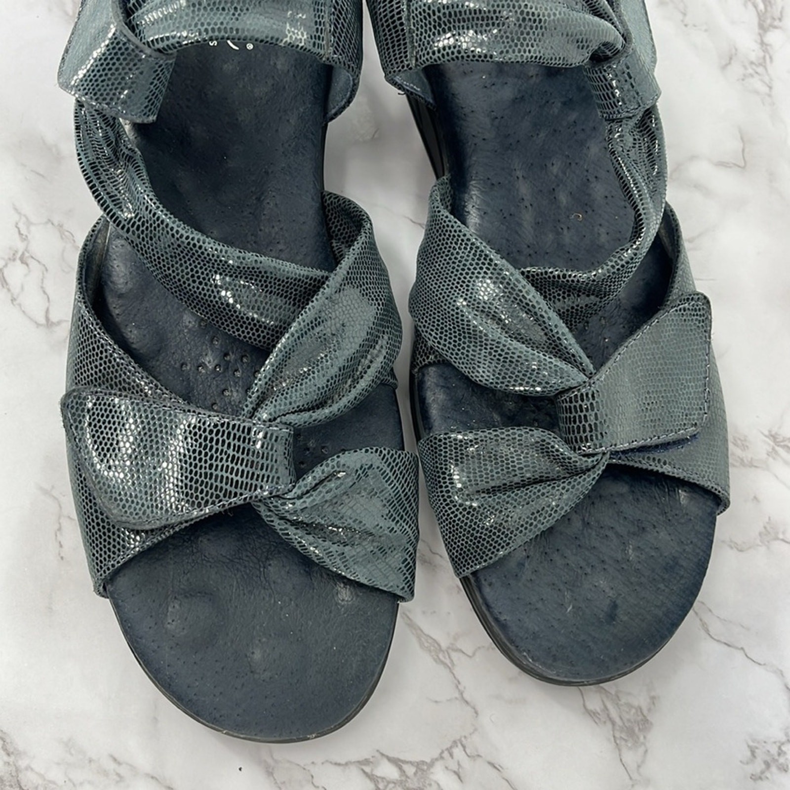 APL Sandali comodi Elites by Walking Cradles Valerie Navy Lizard casual estivi 9 5