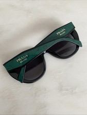 Prada PR 14WS 1AB5Z1 Black - Green 52mm Sunglasses / New / Polarized Lens
