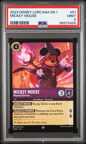 2023 Disney Lorcana EN 1 Mickey Mouse Wayward Sorcerer PSA 9 - TCG