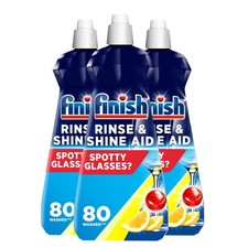 3 x Finish Dishwasher Rinse Aid Shine Lemon 400ml Drier Glasses Spot Prevention