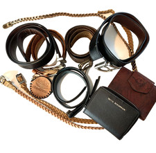 Lot of Vintage Worn Mostly Leather 5 Belts 2 Wallets Damaged Salvaged for Crafts