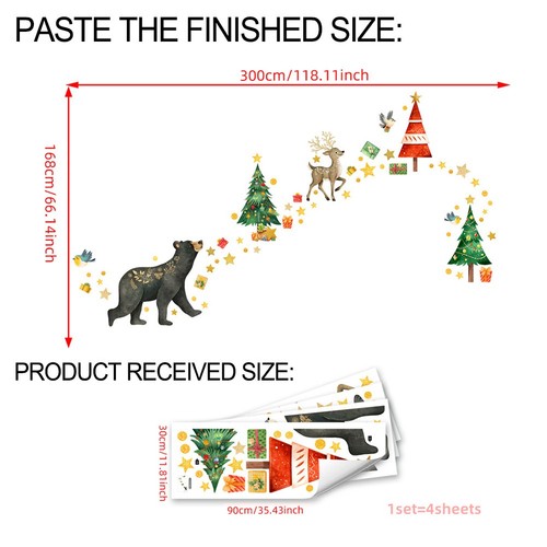 Festive Wall Decoration Christmas Bear Wall Stickers Children's Room Decoration - Picture 9 of 9
