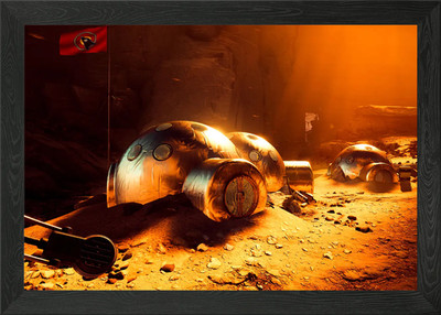 Mars Base Camp Framed Wall Art Poster Canvas Print Picture
