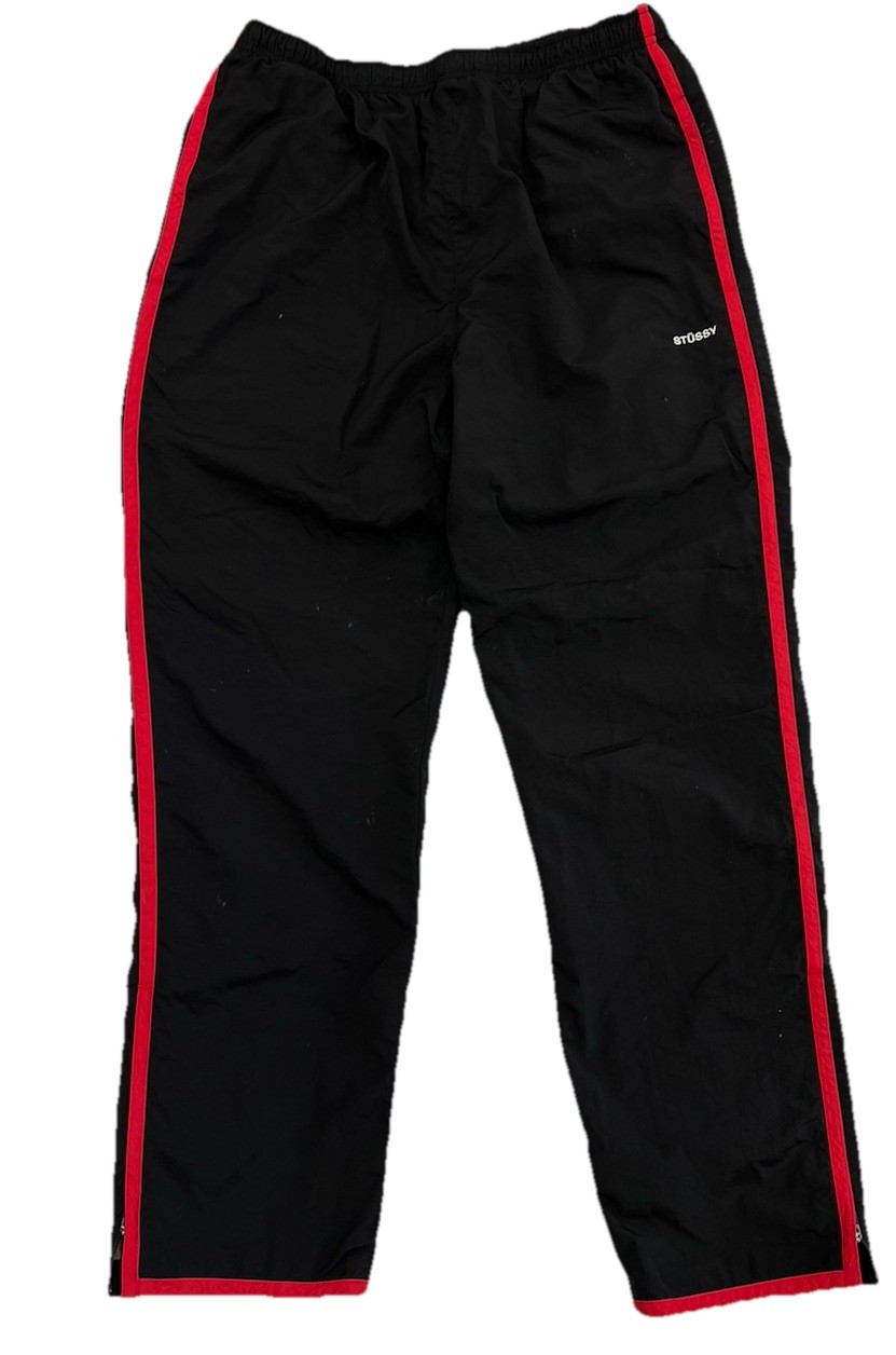Stussy Rory Striped Track Pants Black Red Logo Vintage Y2K Style