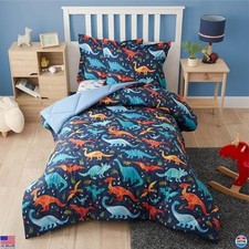 Twin Dinosaur Bedding Set for Kids, 2-Piece Comforter  Pillowcase, Soft 