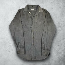 Vintage 40s Big Smith Sanforized Salt And Pepper Distressed Shirt Large Union