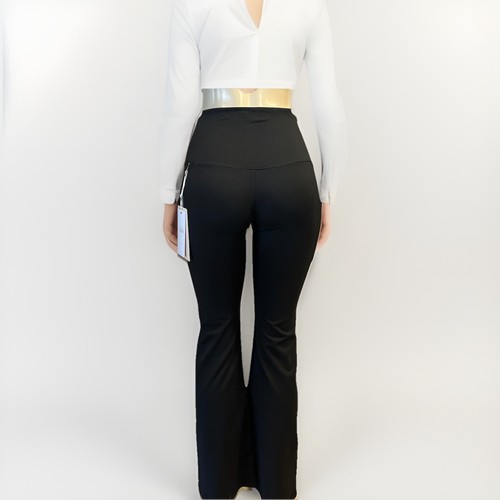 Black High Waist Flared Leggings Stretch Yoga Pants Women’s Size Large (L) - Picture 1 of 5