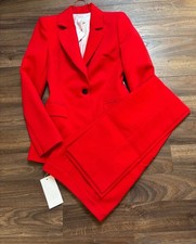 ZARA NEW WOMAN RED FITTED TAILORED BLAZER JACKET AND MATCHING TROUSERS Size L 