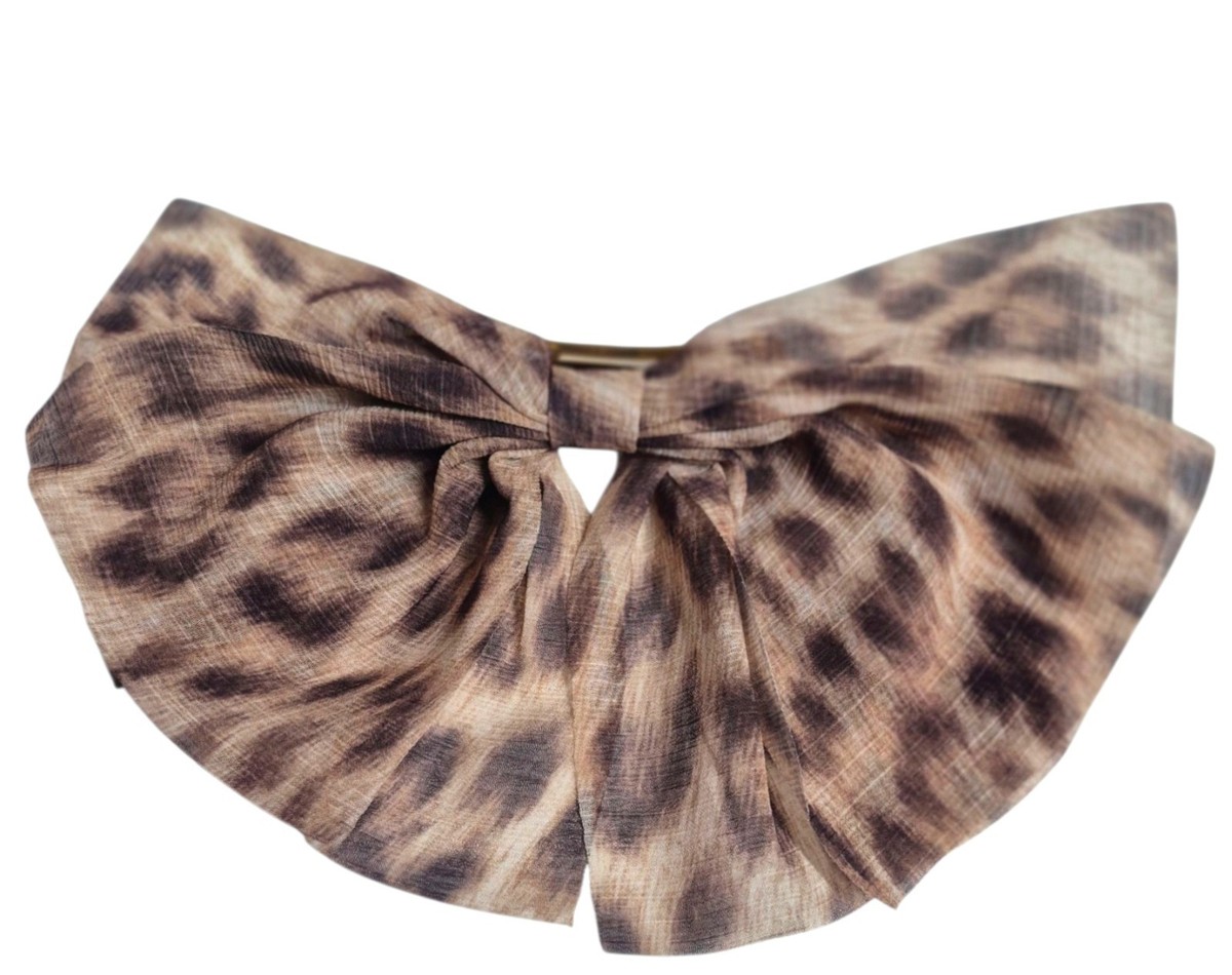 J.Crew Sheer Bow 2 Hair Barrette Leopard&Black One Size NWT J.Crew Sheer Bow Hair Barrette Leopard Print Brown One Size  main image 2