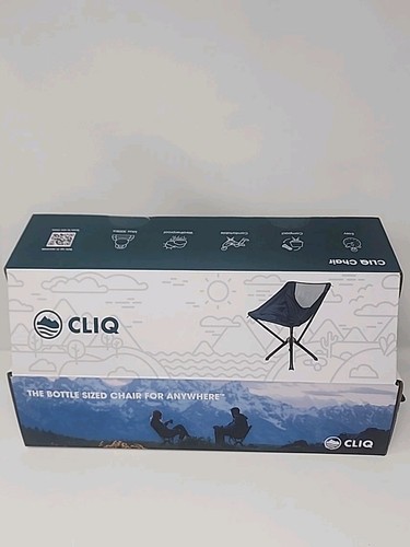 CLIQ kompakter tragbarer Stuhl 300 Pfund Max schwarz/gold leicht. Neu im Karton.