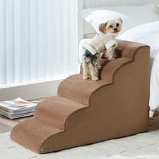 LEXTRO Dog Stairs for High Beds, 5-Steps Pet Steps for Bed, Pet Stairs with H...