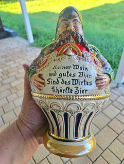 Gerz Bierkrug Steinzeug Handarbeit mit Spruch „Keiner Wein so gutes Bier“
