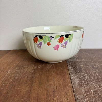 Hall's Kitchenware Vintage Crocus Poppy Floral Nesting Mixing Serving Bowl