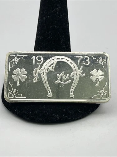 1973 Great Lakes Mint 1 Oz .999 Silver Art Bar-‘1973 Good Luck’